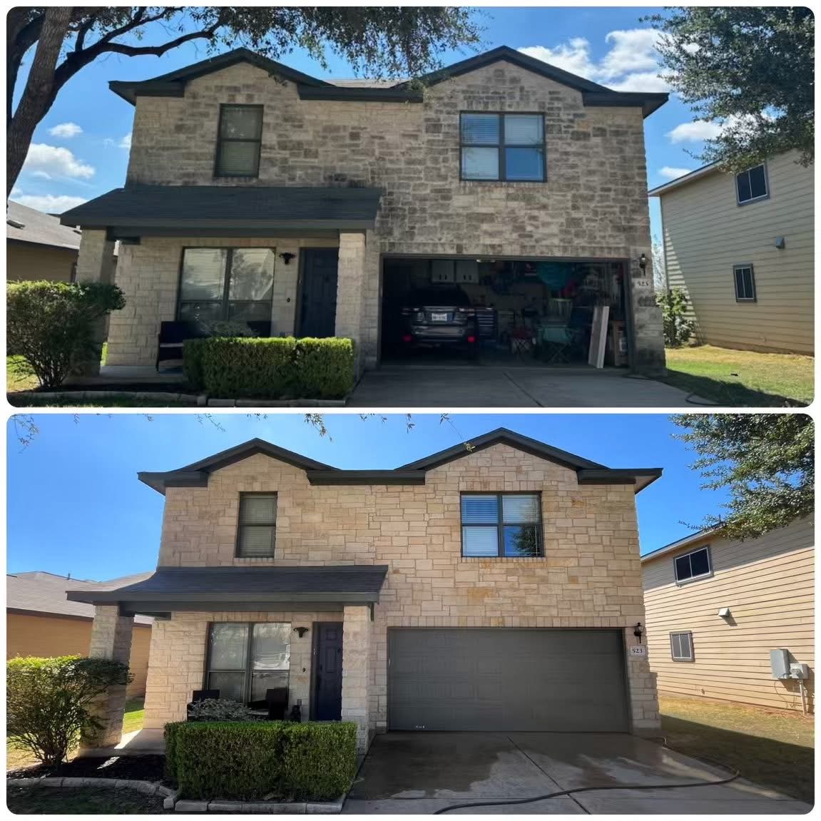 House soft wash before and after, Boerne TX