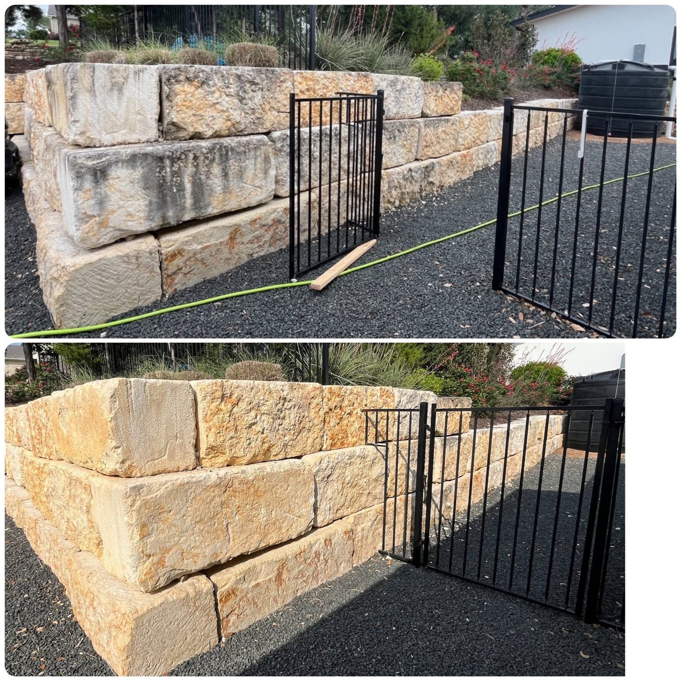Limestone soft washing before and after, Boerne TX