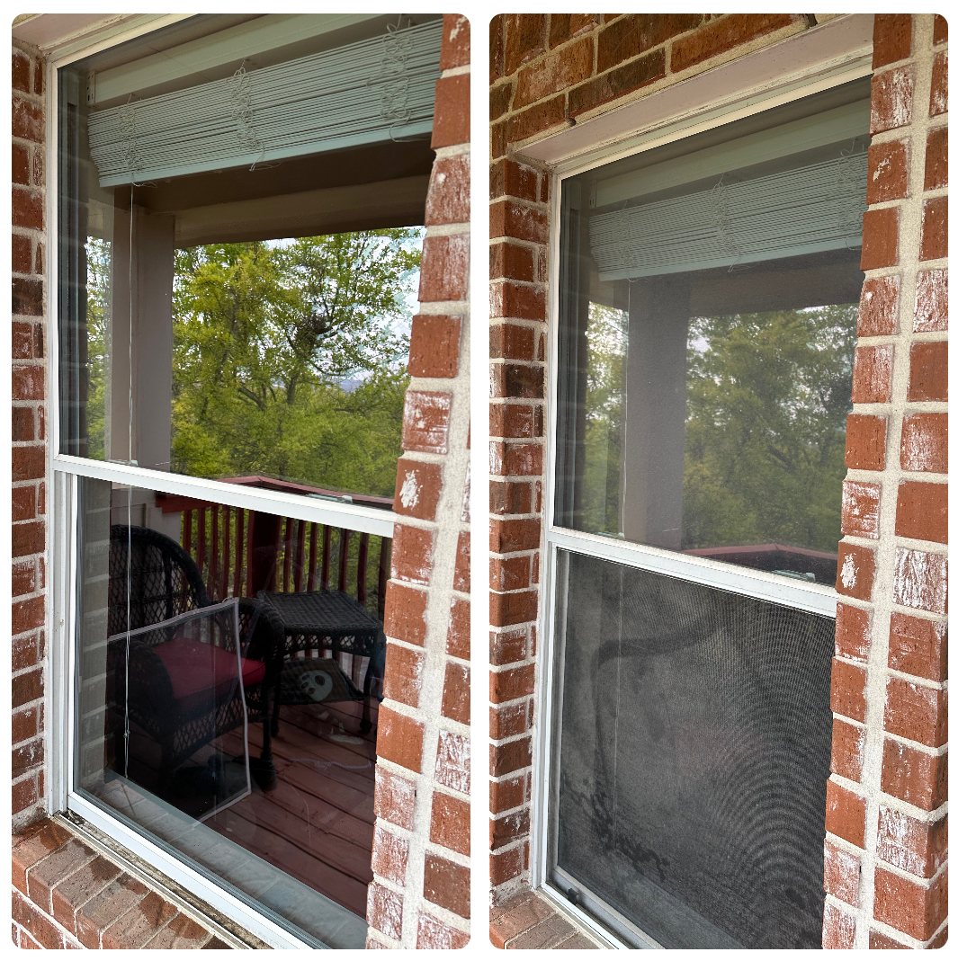 Window washing before and after, Boerne TX