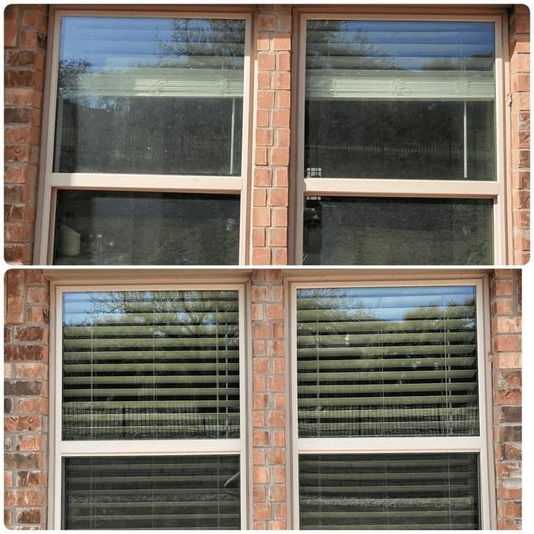 Window washing before and after, Boerne TX